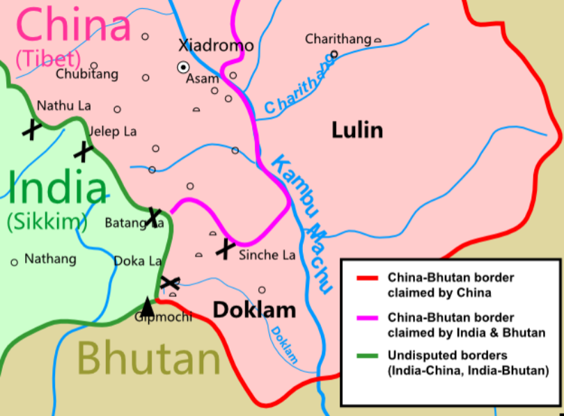 Doklam disputed region in western Bhutan, on the border of China and India.