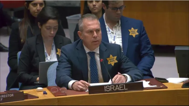 Israeli UN Delegates wearing yellow stars
