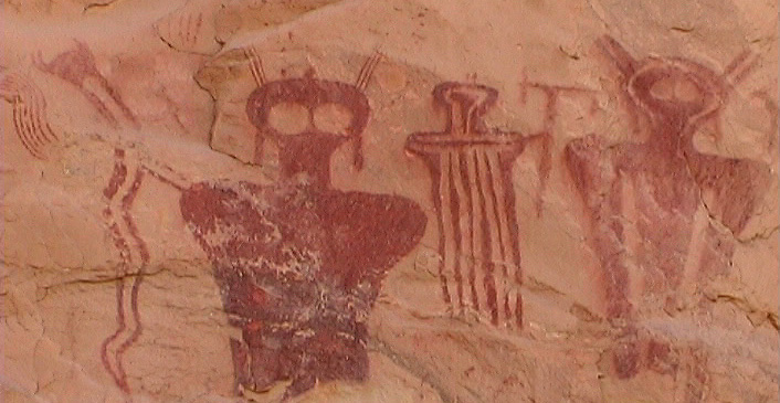 Ancient petroglyphs in Sego Canyon, Utah