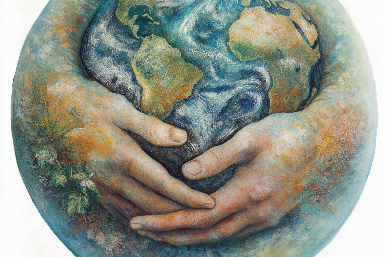 Hands embracing the Earth