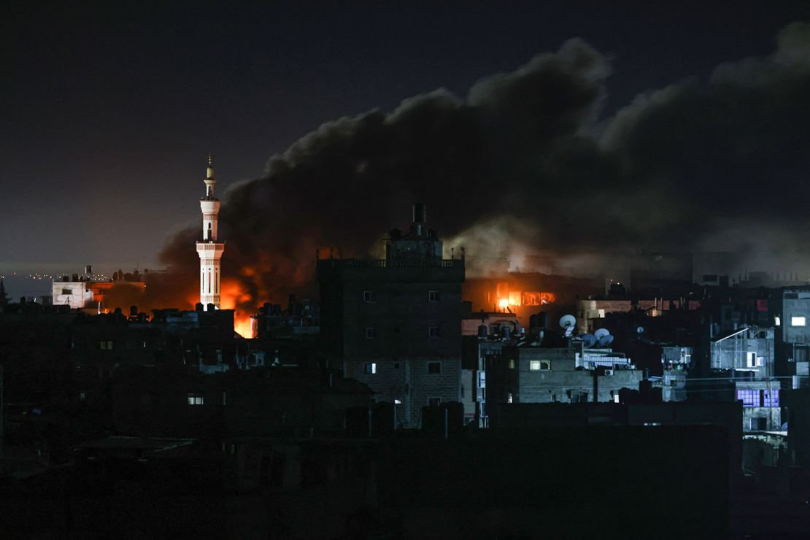 Rafah under Israeli bombing seige, ealry morning hours of March 26 2024.