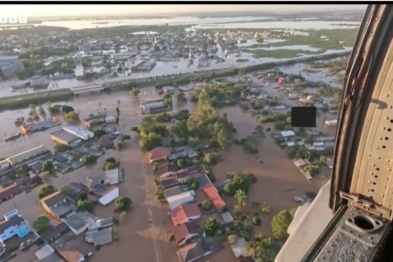 Aerial view of just part of the devastating flooding in the Brazilian state of Rio Grande do Sul in May 2024.