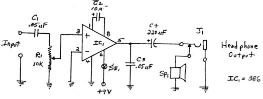 Simple Audio Amplifier useful with the Scalar Field Detector