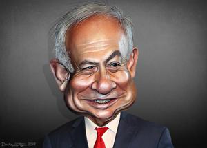 Caricature of criminal Benjamin Netanyahu