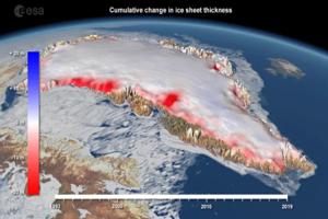 Greenland ice sheet thickness changes 1992-2020
