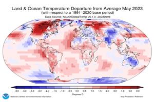 Land and sea surface temperatures for May 2023