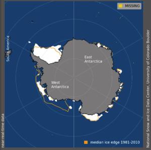 Antarctica minimum sea ice extent in February 2024.